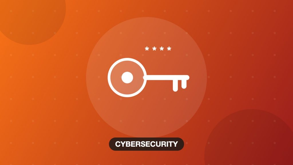 Illustration of a key and password asterisks on an orange background, password management topic