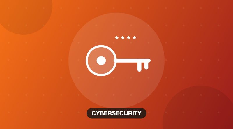 Illustration of a key and password asterisks on an orange background, password management topic