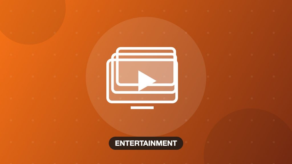 Illustration of stacked streaming screens on an orange background, subscriptions topic