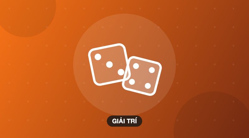 Minh họa hai viên xúc xắc trên nền cam, chủ đề trò chơi bàn gia đình