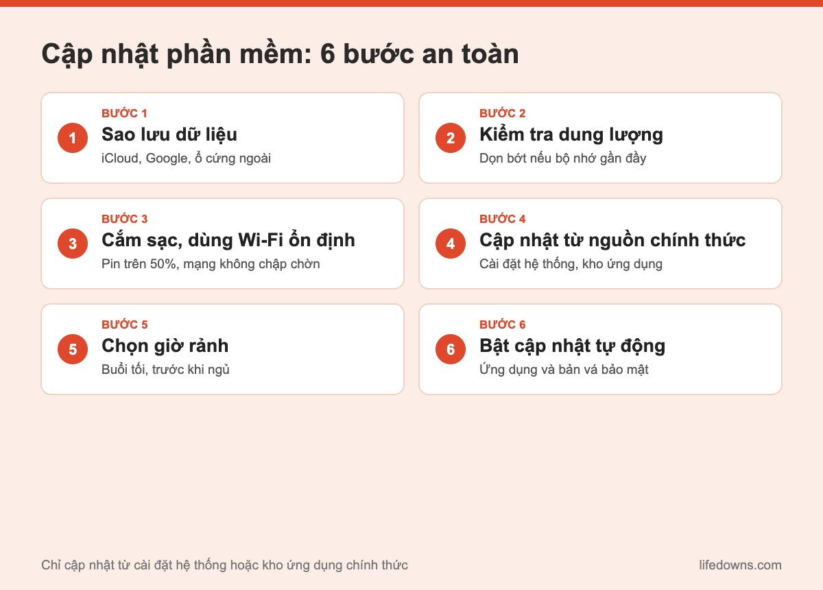 Cập nhật phần mềm: tóm tắt 6 bước cập nhật an toàn
