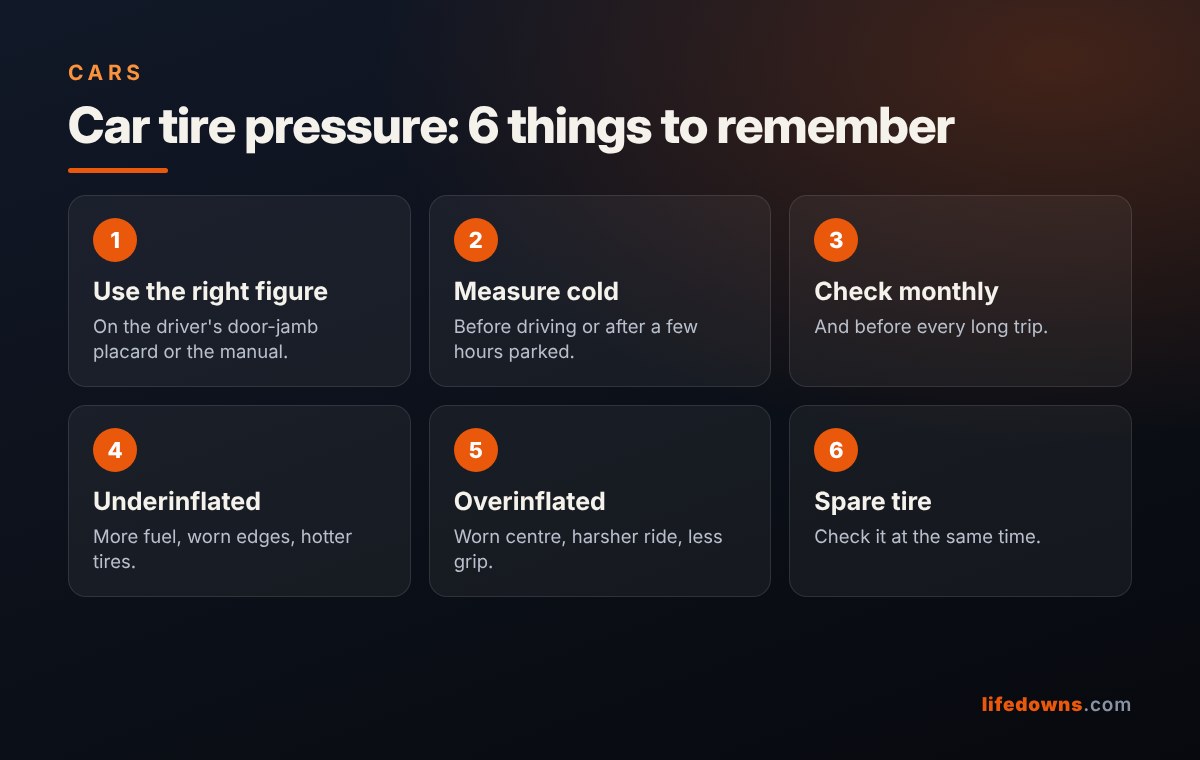 Car tire pressure: 6 things to remember