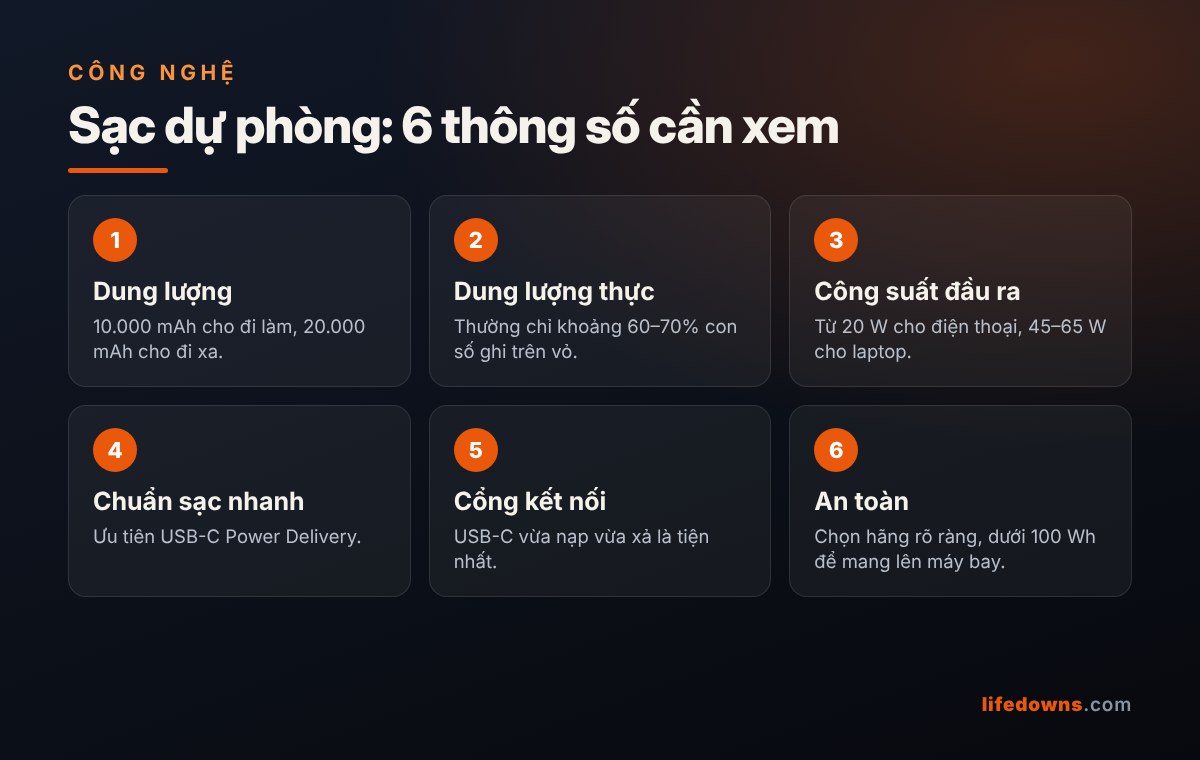 Sạc dự phòng: 6 thông số cần xem