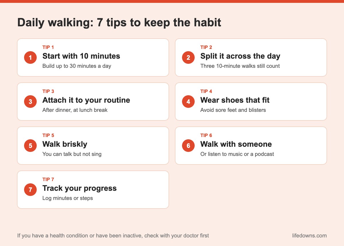 Daily walking: summary of 7 tips to keep the habit