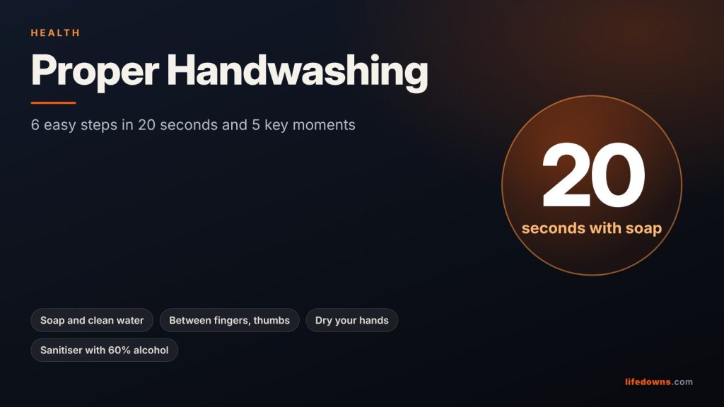 Proper Handwashing: 6 Easy Steps in 20 Seconds and 5 Key Moments