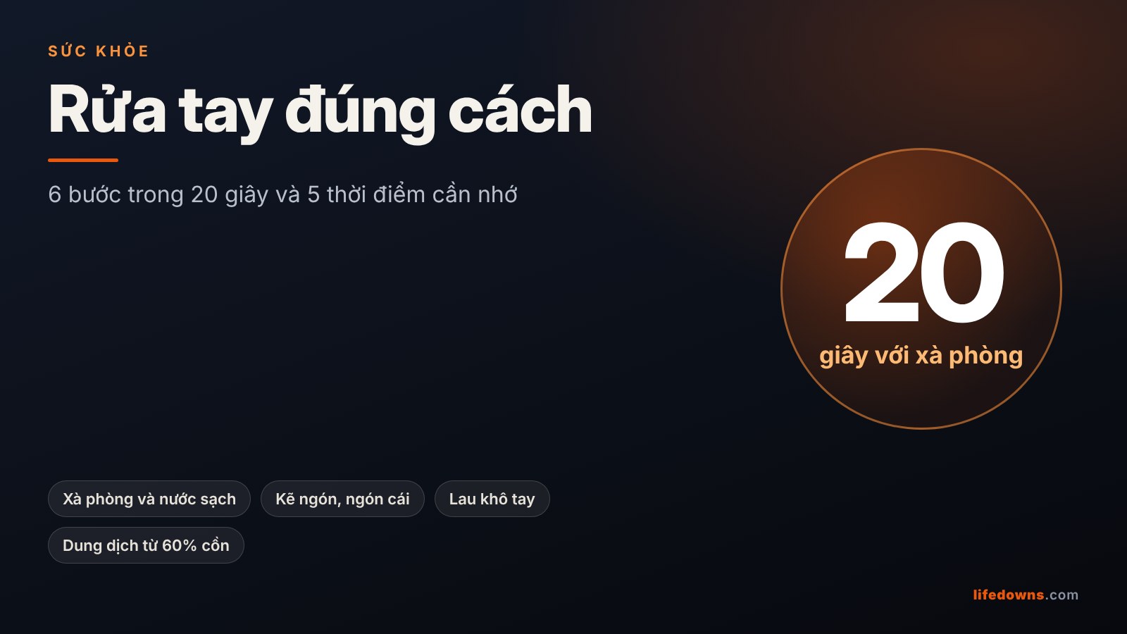 Rửa Tay Đúng Cách: 6 Bước Trong 20 Giây Và 5 Thời Điểm Cần Nhớ