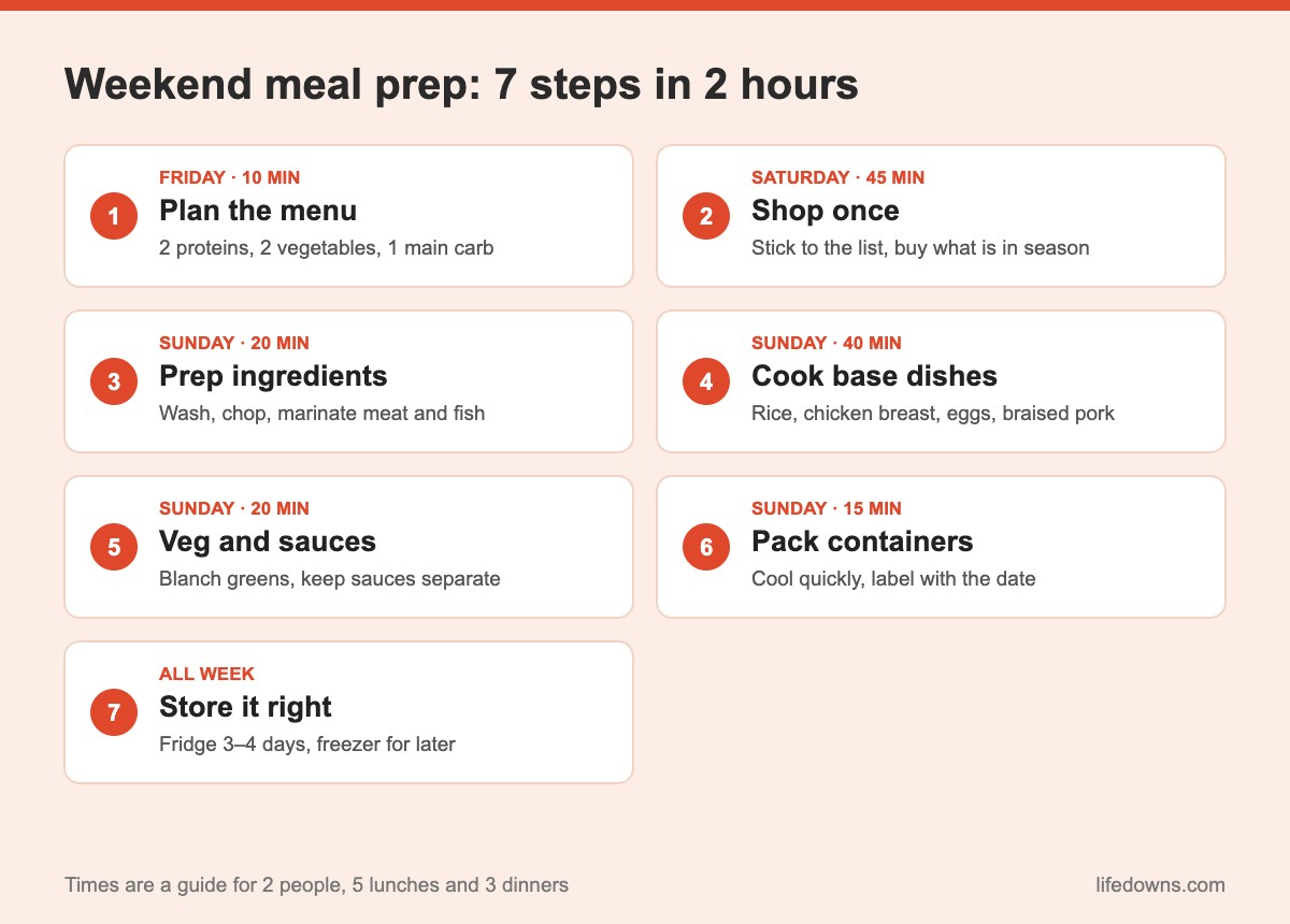 Summary of 7 weekend meal prep steps