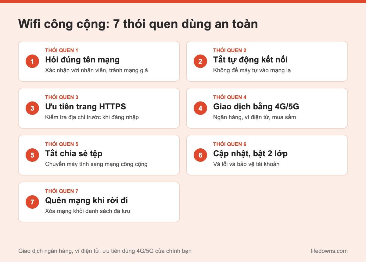 Wifi công cộng: tóm tắt 7 thói quen dùng an toàn
